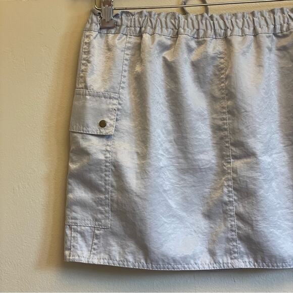 Express M mini skirt metallic gray utility cinched elastic waistband bow tie - Picture 6 of 7